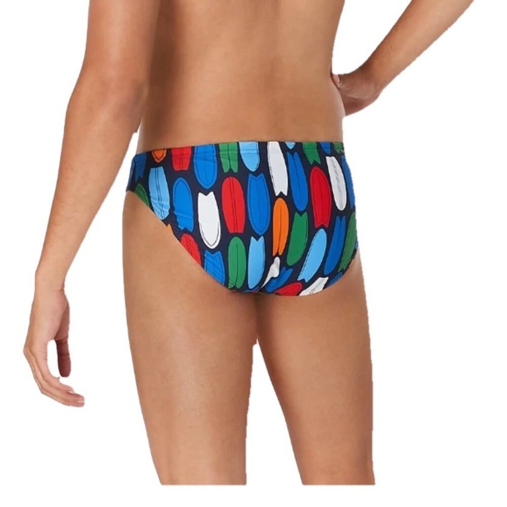 Speedo Eco Flex Swim Brief Mens 36 Surfboard Print NWT Drawstring